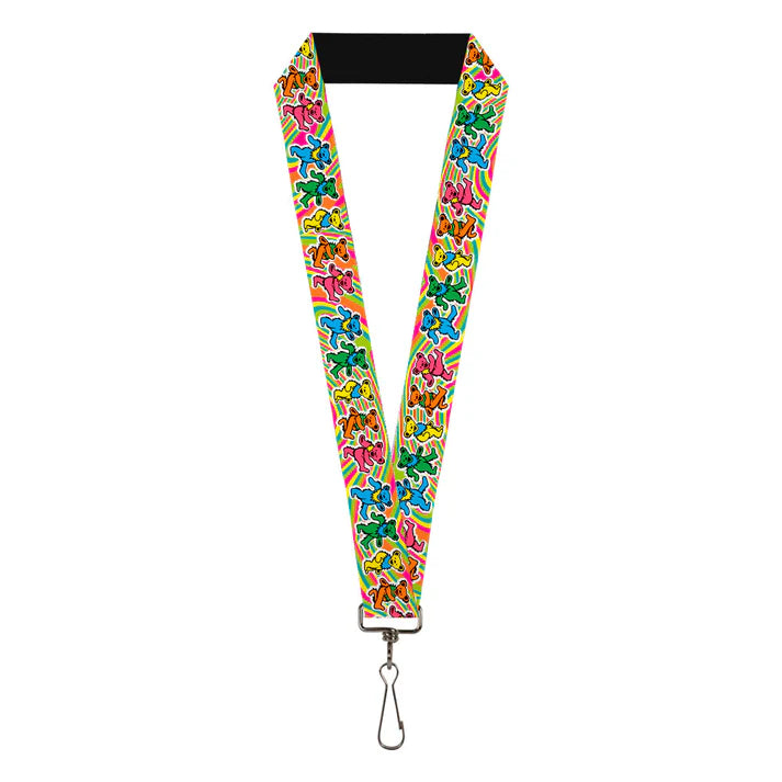 Grateful Dead Dancing Bears Swirl Pattern Lanyard