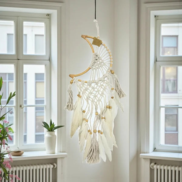 Moon Crescent Macrame Dreamcatcher