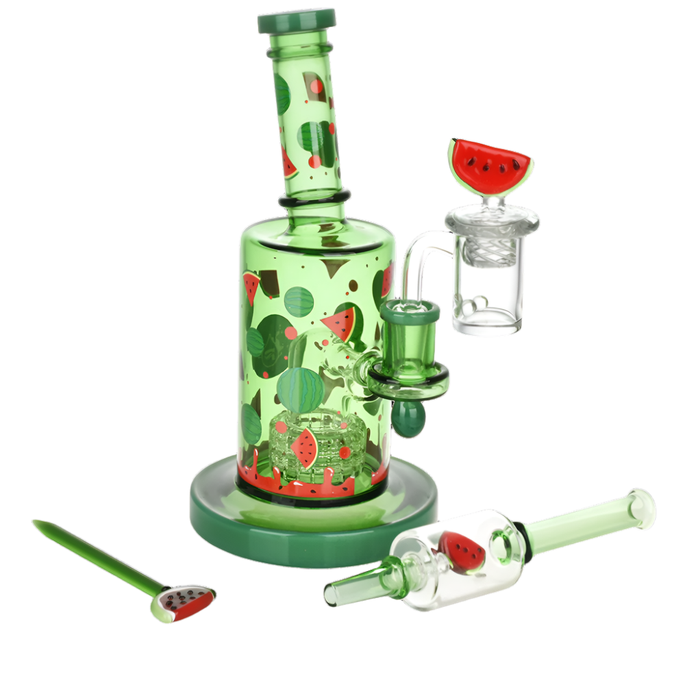 Pulsar Fruit Series 8" Glow Nectar Collector & Dab Rig Set - Watermelon Zkittles SALE