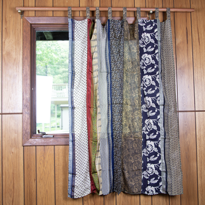 Recycled Sari Patchwork Curtain Panel (54" x 63") in Assorted Prints