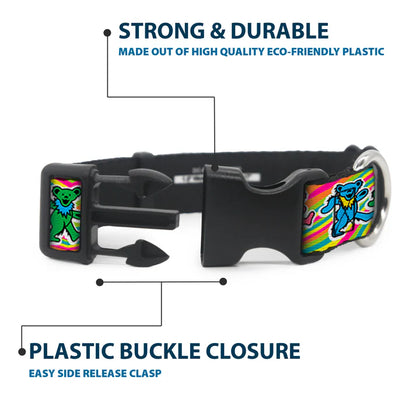 Grateful Dead Dancing Bears Swirl Dog Collar 1" inch Wide