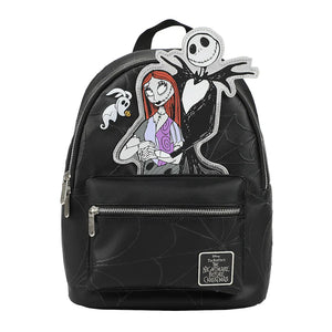 Nightmare Before Christmas Applique Character Art 12.5" Black Mini Backpack