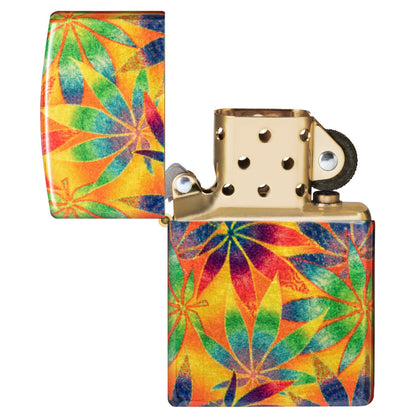 Zippo Lighter Weed Leaves Brass