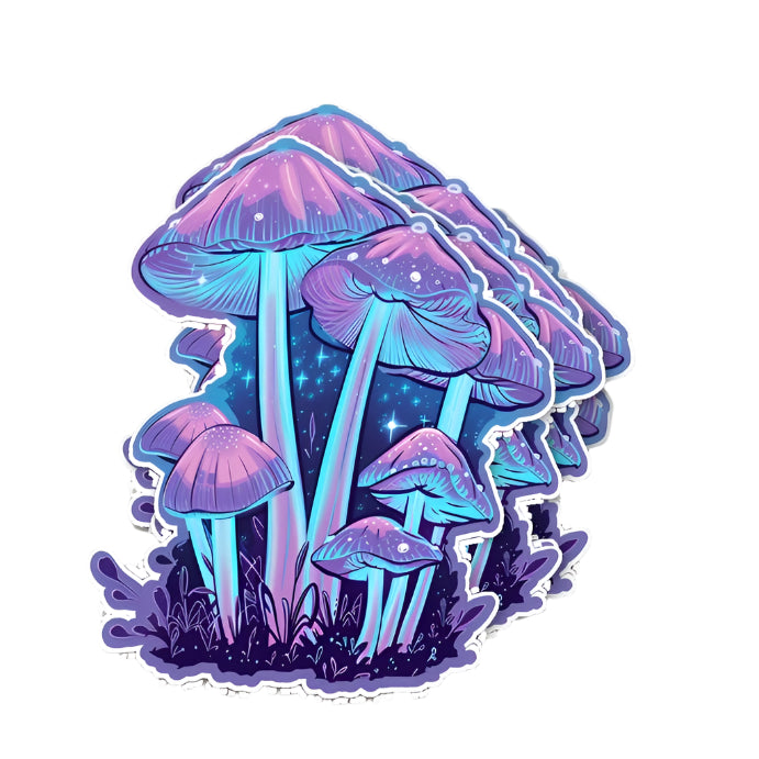 Trippy Purple Mushrooms Sticker - 2"