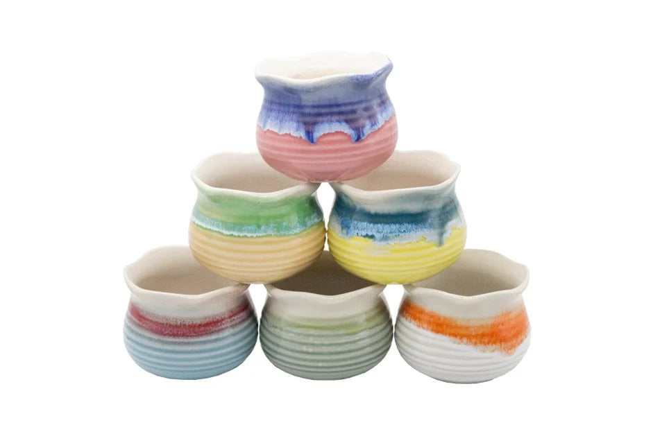 Glazed Colorful Lotus Pot in Assorted Colors