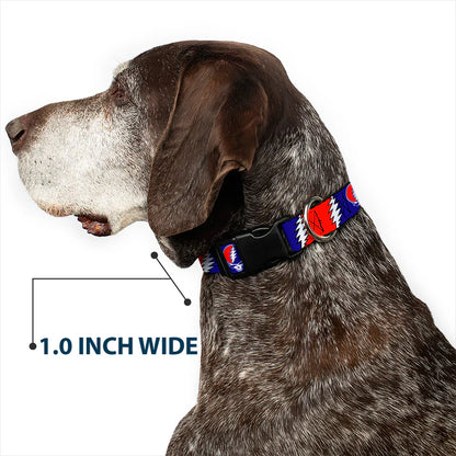 Grateful Dead Steal Your Face with Lightning Bolt Print Dog Collar 1" Inch Wide