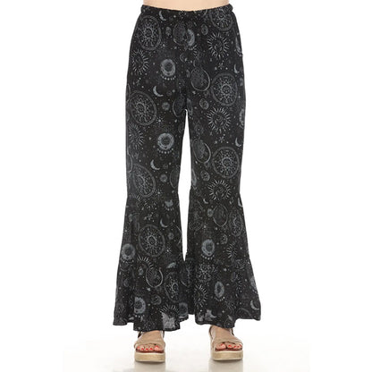 Celestial Flowy Tiered Ruffle Pants in Black