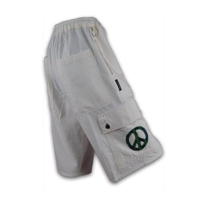 Ixchel Cotton Cargo Shorts with Peace Sign