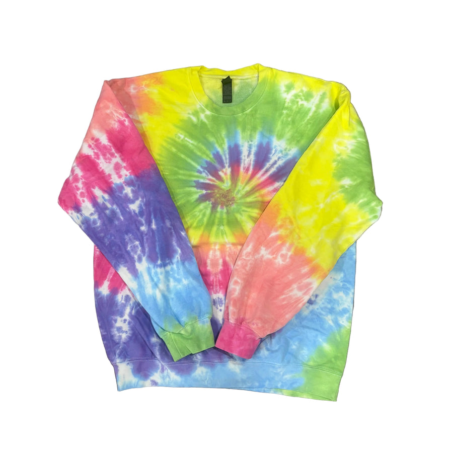 Bright Pastel Rainbow Swirl Tie Dye Crewneck Sweatshirt
