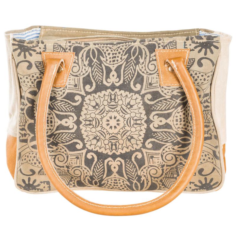 Clea Ray Mandala Print Canvas Shoulder Tote Bag