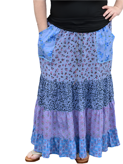 Swing Town Overdyed Tiered Cotton Skirt