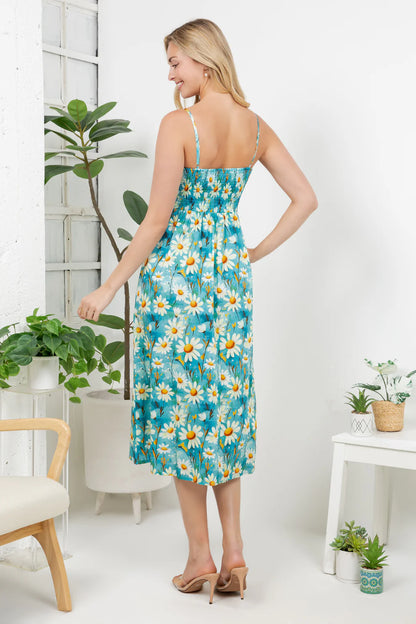 Daisy Print Button Front Cami Dress