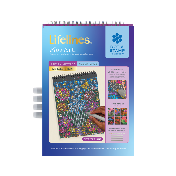 Lifelines™ FlowArt: Dot-By-Letter Moonlit Garden Coloring Pad