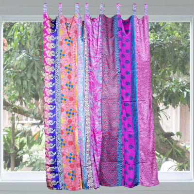 Recycled Sari Patchwork Curtain Panel (54" x 63") in Assorted Prints
