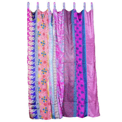 Recycled Sari Patchwork Curtain Panel (54" x 63") in Assorted Prints