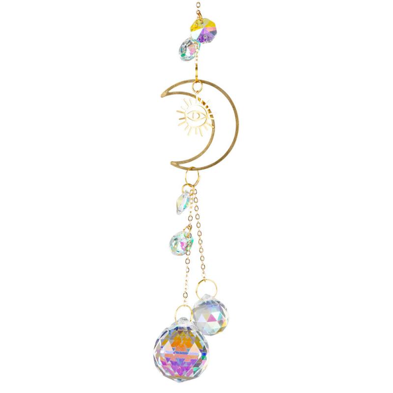 Moon Crescent with Evil Eye Crystal Suncatcher
