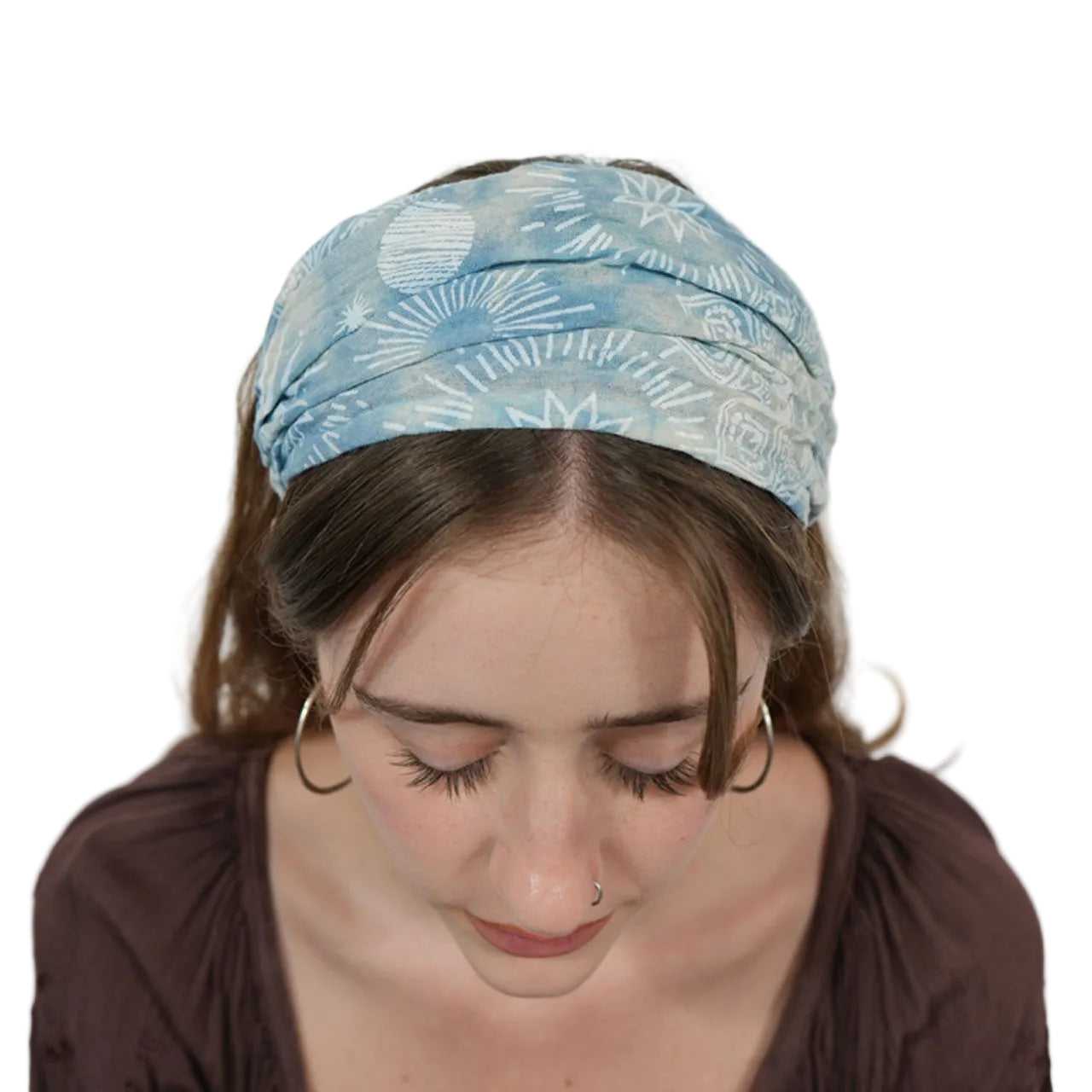 Starstruck Celestial Print Tie Dye Headband in Sky