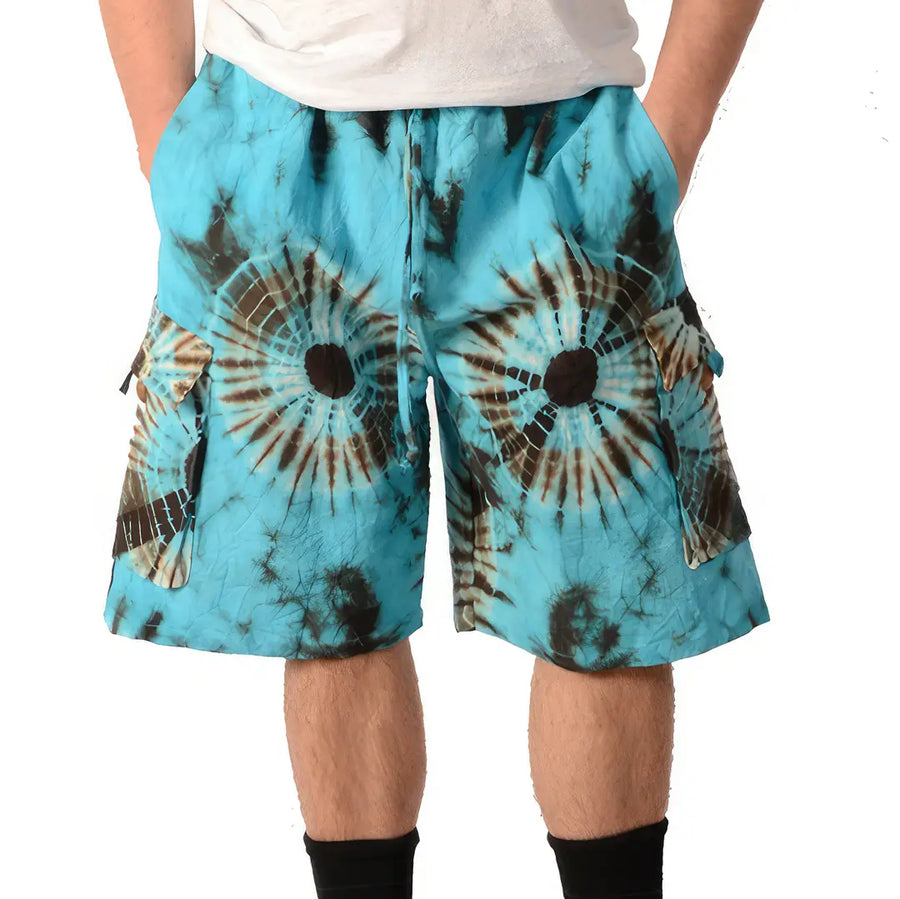 Rocket Man Tie Dye Cotton Cargo Shorts