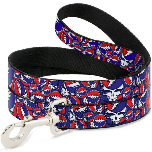 Grateful Dead Steal Your Face Stacked Print Dog Leash - 1" Wide
