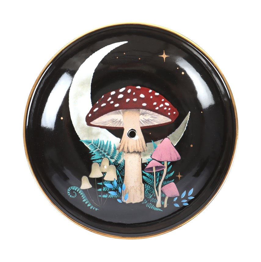 Dark Forest Mushroom Moonscape Incense Dish