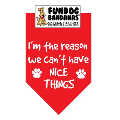 FunDog Bandanas I'm The Reason We Don't Have Nice Things Dog Bandana - Assorted Colors