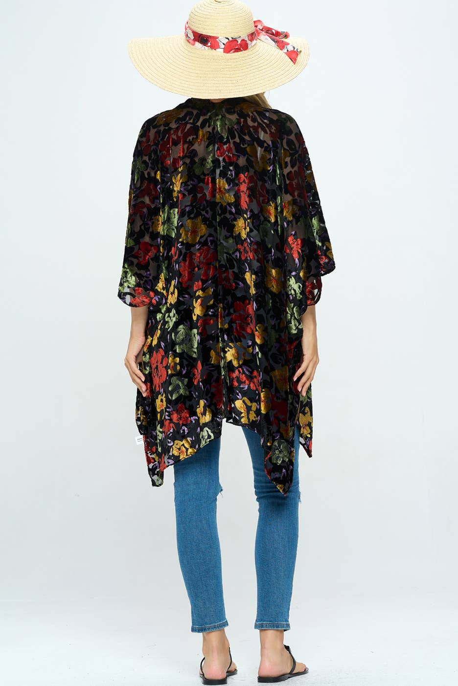 Floral Burnout Velvet Kimono