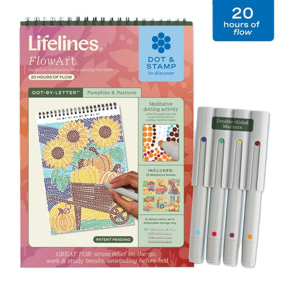 Lifelines™ FlowArt: Dot-By-Letter Pumpkins and Pastures Coloring Pad