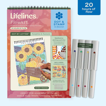 Lifelines™ FlowArt: Dot-By-Letter Pumpkins and Pastures Coloring Pad