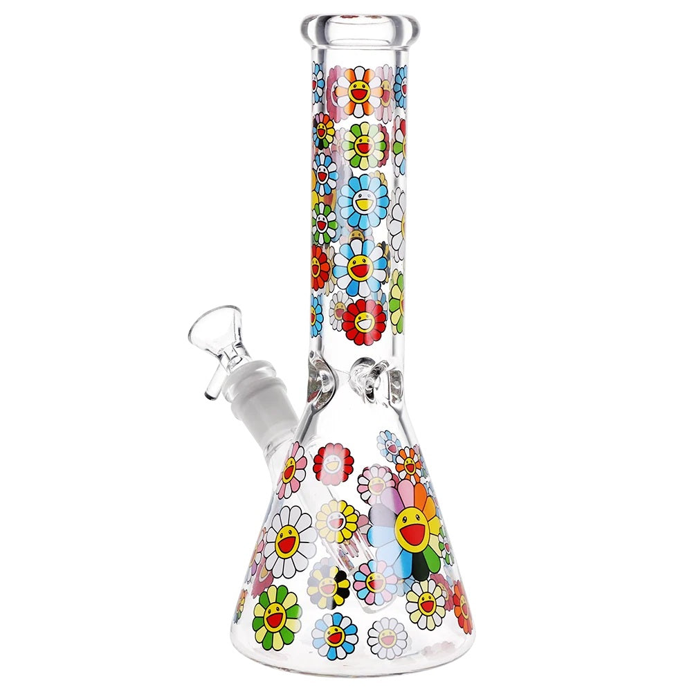 Hippie Approved Smiling Flowers Decal 10" Beaker