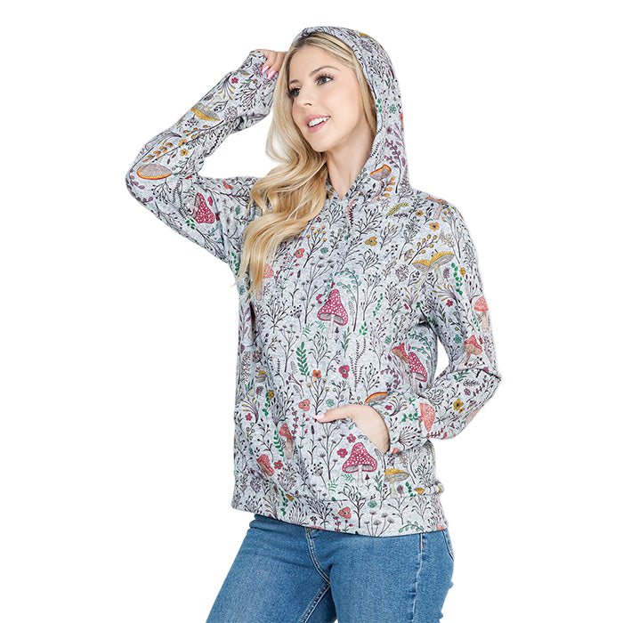Fungi Garden Mushroom Print Ladies Pullover