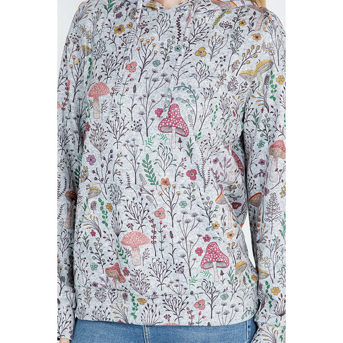 Fungi Garden Mushroom Print Ladies Pullover