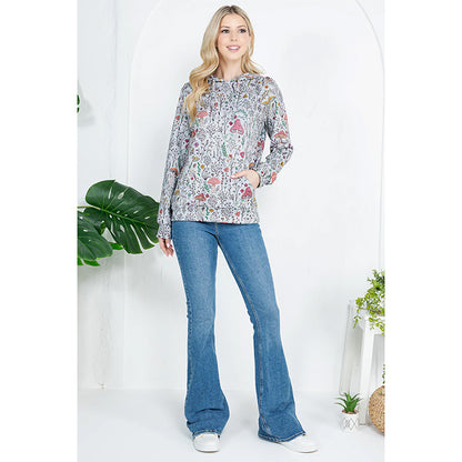 Fungi Garden Mushroom Print Ladies Pullover