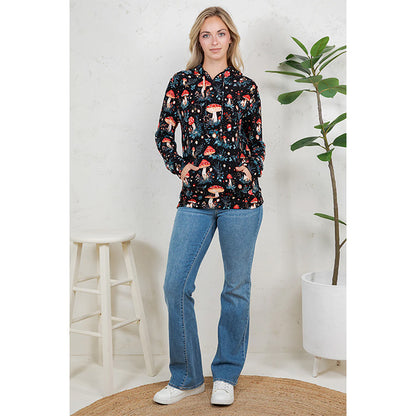 Garden of Mushrooms Print Ladies Pullover