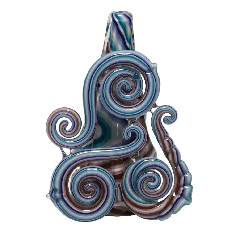 Haha Glass Black, White and Brown Cone Curly Bubbler