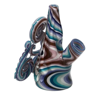Haha Glass Black, White and Brown Cone Curly Bubbler