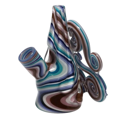 Haha Glass Black, White and Brown Cone Curly Bubbler