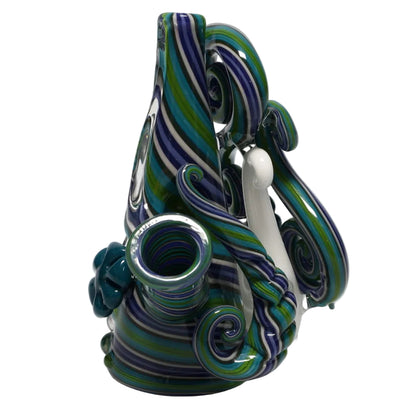 Haha Glass Blue, Green, and White Cone Bubbler