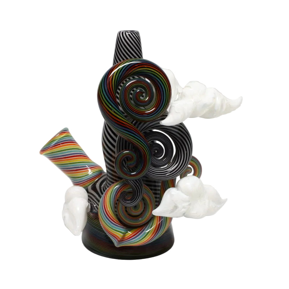 Haha Glass Black & White & Rainbow Cloud Cone Bubbler