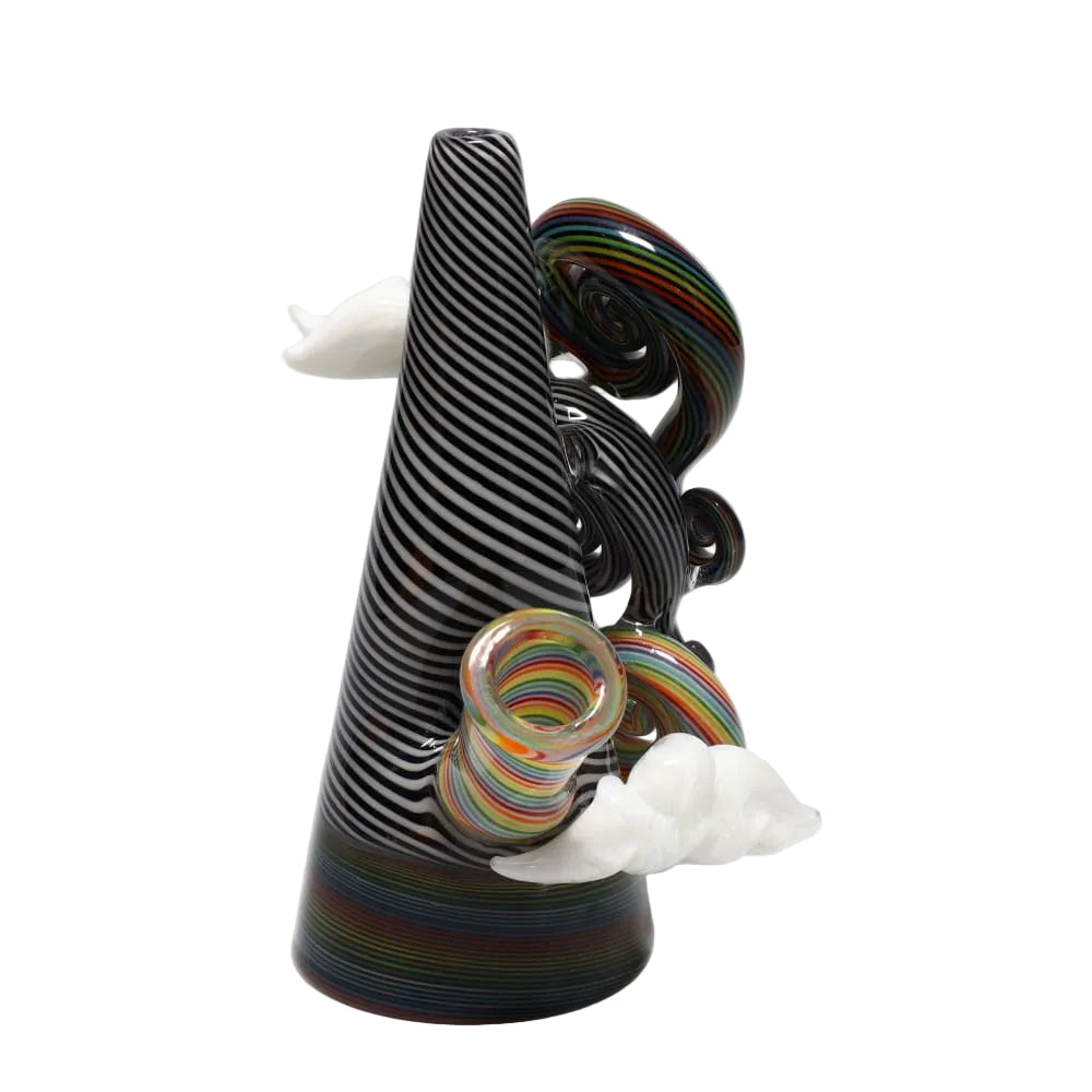 Haha Glass Black & White & Rainbow Cloud Cone Bubbler