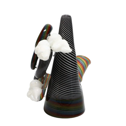 Haha Glass Black & White & Rainbow Cloud Cone Bubbler