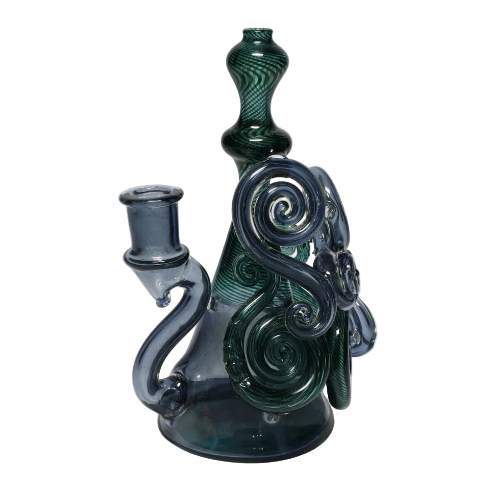 Haha Glass Dark Amethyst & Green Money Bubbler SALE