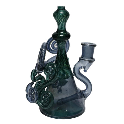 Haha Glass Dark Amethyst & Green Money Bubbler SALE