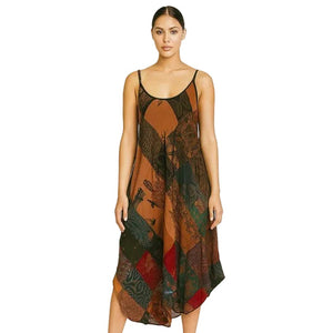 Harem Patchwork Freeflow Dress in Rust