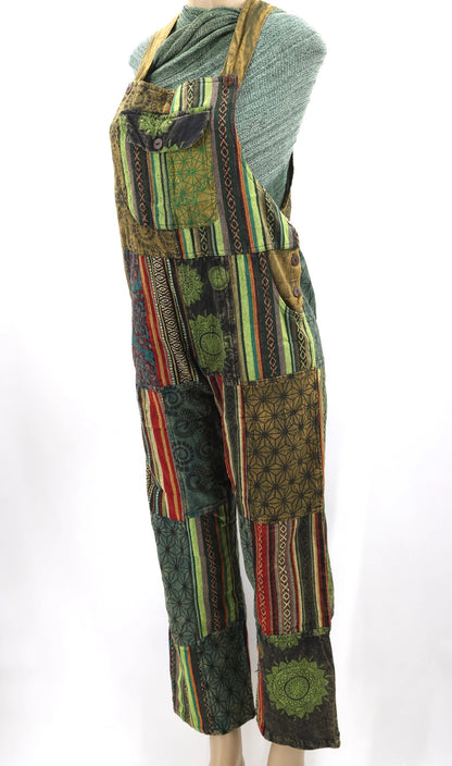 Gheri & Cotton Print Patchwork Overalls