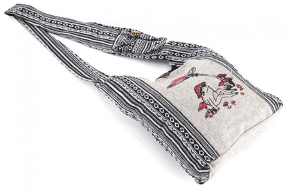 Gheri Cotton with Frog Mushroom Print Crossbody Bag