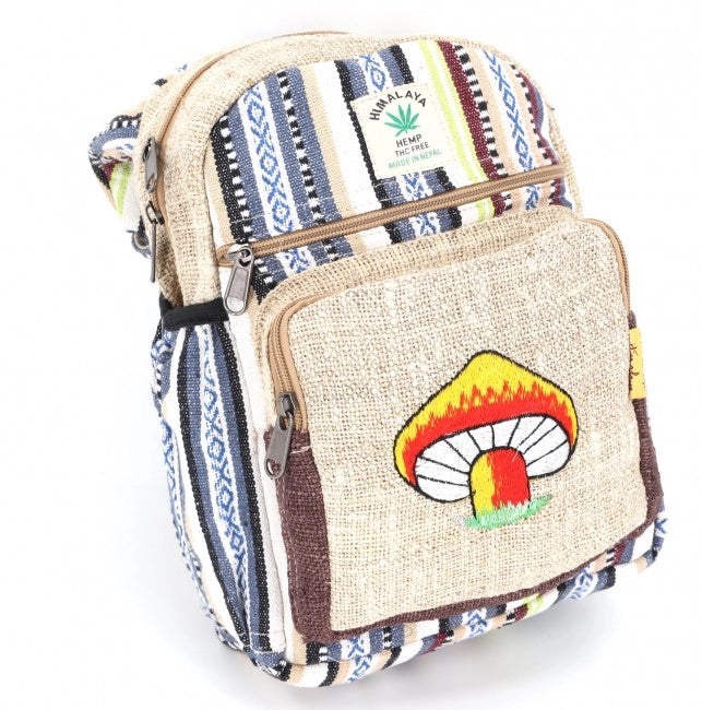 Gheri & Natural Hemp Embroidered Mushroom Sling Bag