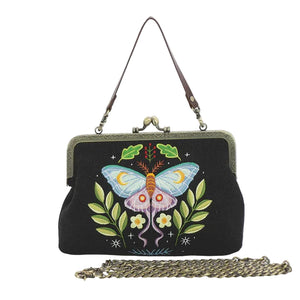 Butterfly Vintage Kisslock Bag in Black