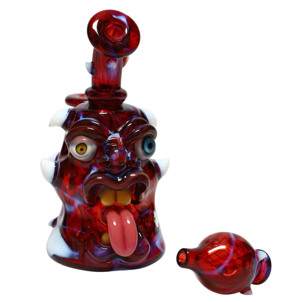 Kaleb Folck Glass Red Face Rig w/ Matching Carb Cap