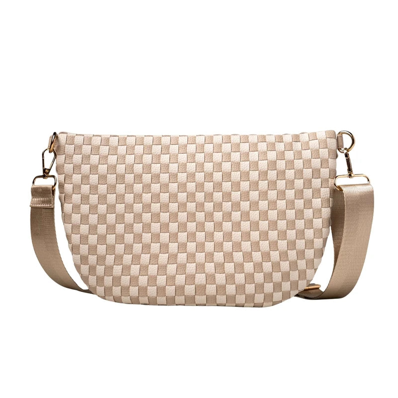 Kedzie Terrace Woven Crossbody in Taupe