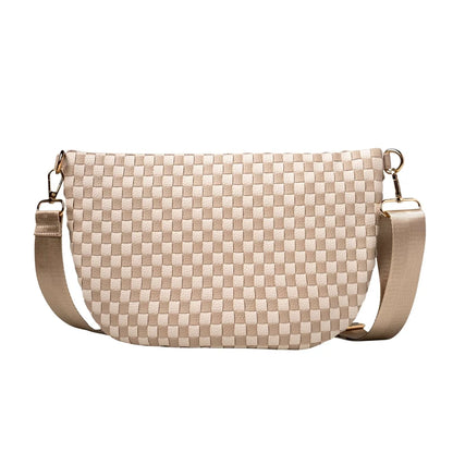 Kedzie Terrace Woven Crossbody in Taupe
